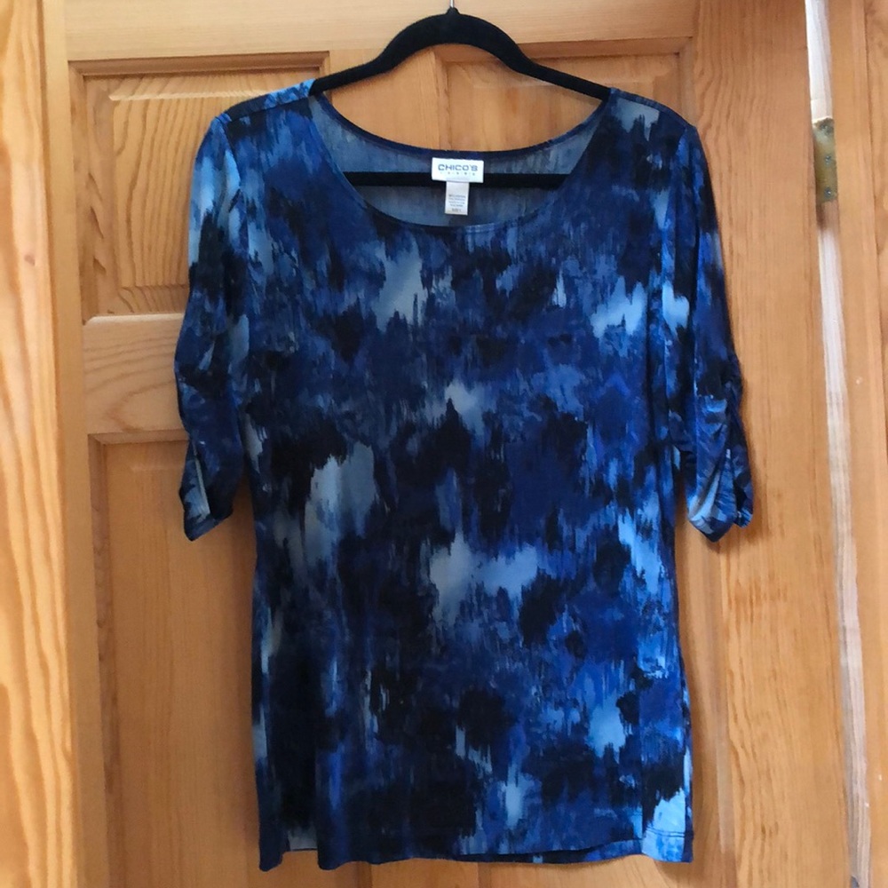 Chicos Travelers Tunic w/Ruched Sleeves